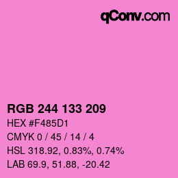 カラーコード: RGB 244 133 209 | qconv.com