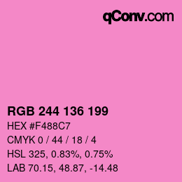 Color code: RGB 244 136 199 | qconv.com