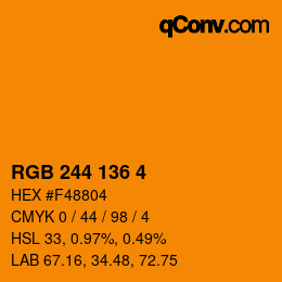 Color code: RGB 244 136 4 | qconv.com