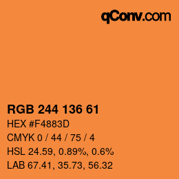Color code: RGB 244 136 61 | qconv.com