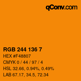 Color code: RGB 244 136 7 | qconv.com