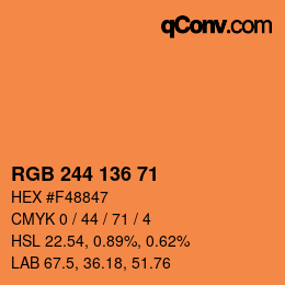 Color code: RGB 244 136 71 | qconv.com