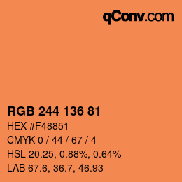 Color code: RGB 244 136 81 | qconv.com