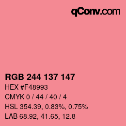 Color code: RGB 244 137 147 | qconv.com