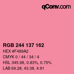 Color code: RGB 244 137 162 | qconv.com
