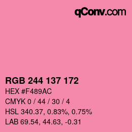 Color code: RGB 244 137 172 | qconv.com
