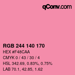 カラーコード: RGB 244 140 170 | qconv.com