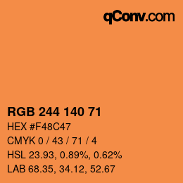 Color code: RGB 244 140 71 | qconv.com