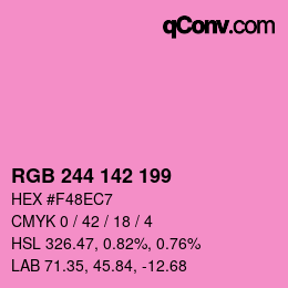 Color code: RGB 244 142 199 | qconv.com