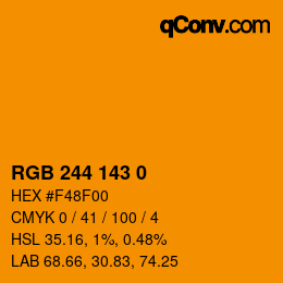 Color code: RGB 244 143 0 | qconv.com
