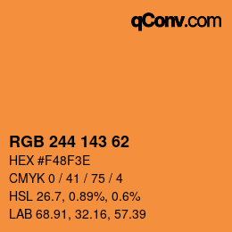 Color code: RGB 244 143 62 | qconv.com