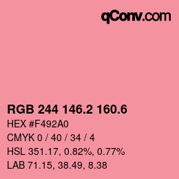 カラーコード: RGB 244 146.2 160.6 | qconv.com