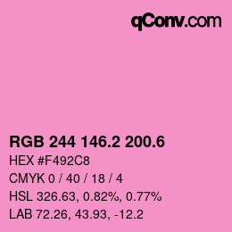 カラーコード: RGB 244 146.2 200.6 | qconv.com