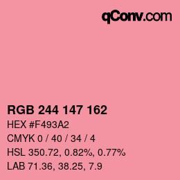 Color code: RGB 244 147 162 | qconv.com