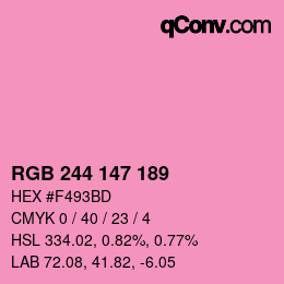 Color code: RGB 244 147 189 | qconv.com
