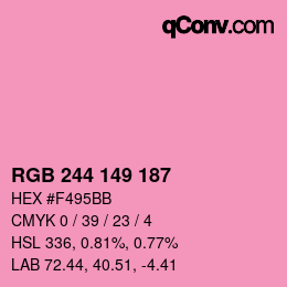 カラーコード: RGB 244 149 187 | qconv.com