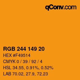 カラーコード: RGB 244 149 20 | qconv.com