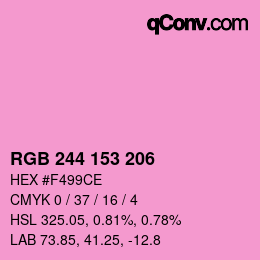 カラーコード: RGB 244 153 206 | qconv.com