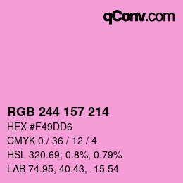 颜色代码: RGB 244 157 214 | qconv.com