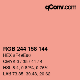 カラーコード: RGB 244 158 144 | qconv.com