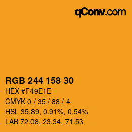 カラーコード: RGB 244 158 30 | qconv.com