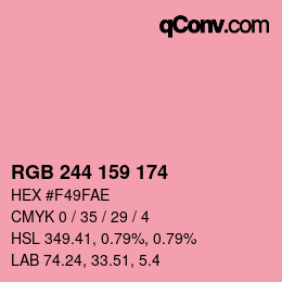 カラーコード: RGB 244 159 174 | qconv.com