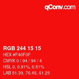 Color code: RGB 244 15 15 | qconv.com