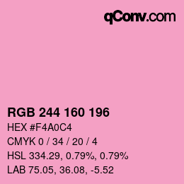 颜色代码: RGB 244 160 196 | qconv.com
