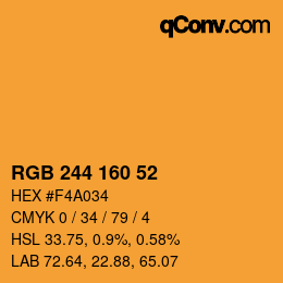 Color code: RGB 244 160 52 | qconv.com