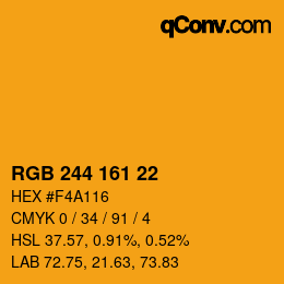 カラーコード: RGB 244 161 22 | qconv.com