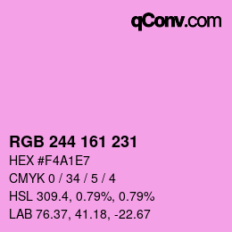 Color code: RGB 244 161 231 | qconv.com