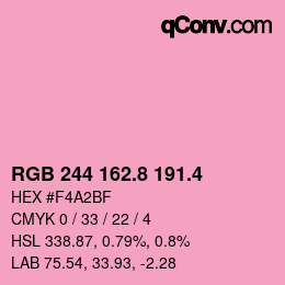 カラーコード: RGB 244 162.8 191.4 | qconv.com