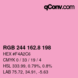 カラーコード: RGB 244 162.8 198 | qconv.com
