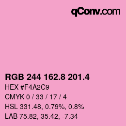 カラーコード: RGB 244 162.8 201.4 | qconv.com