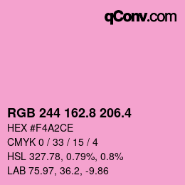 カラーコード: RGB 244 162.8 206.4 | qconv.com