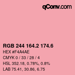 カラーコード: RGB 244 164.2 174.6 | qconv.com