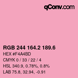 カラーコード: RGB 244 164.2 189.6 | qconv.com