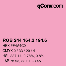 カラーコード: RGB 244 164.2 194.6 | qconv.com