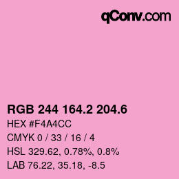 カラーコード: RGB 244 164.2 204.6 | qconv.com