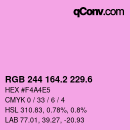 カラーコード: RGB 244 164.2 229.6 | qconv.com