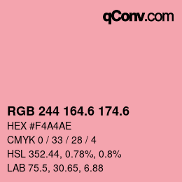 カラーコード: RGB 244 164.6 174.6 | qconv.com