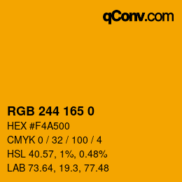 颜色代码: RGB 244 165 0 | qconv.com