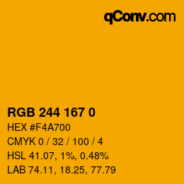Color code: RGB 244 167 0 | qconv.com