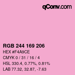 Color code: RGB 244 169 206 | qconv.com