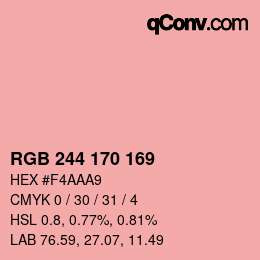 Código de color: RGB 244 170 169 | qconv.com