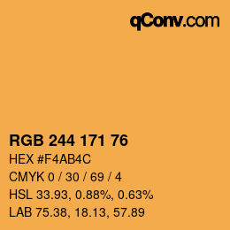 Color code: RGB 244 171 76 | qconv.com