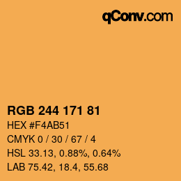 Color code: RGB 244 171 81 | qconv.com