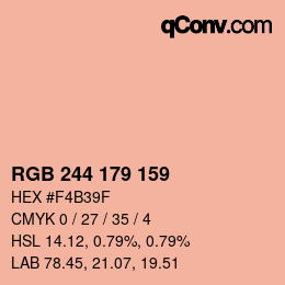 カラーコード: RGB 244 179 159 | qconv.com