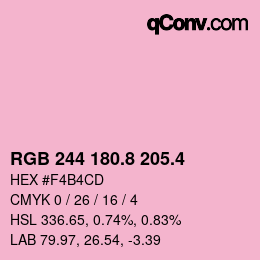 カラーコード: RGB 244 180.8 205.4 | qconv.com