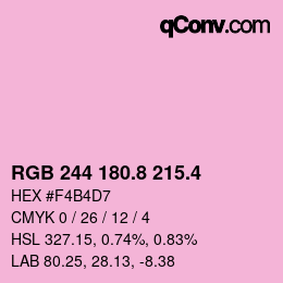 カラーコード: RGB 244 180.8 215.4 | qconv.com